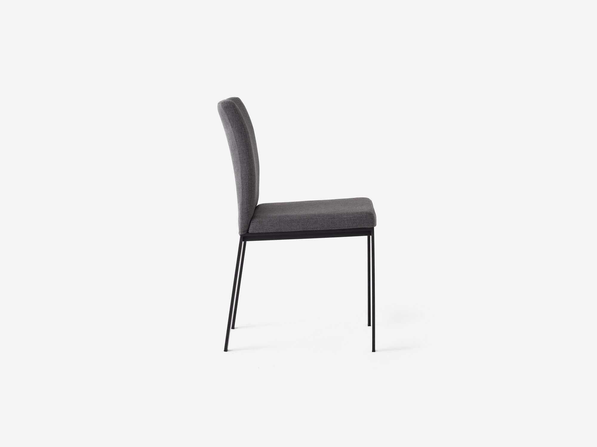 Dark grey modern dining room chair side view